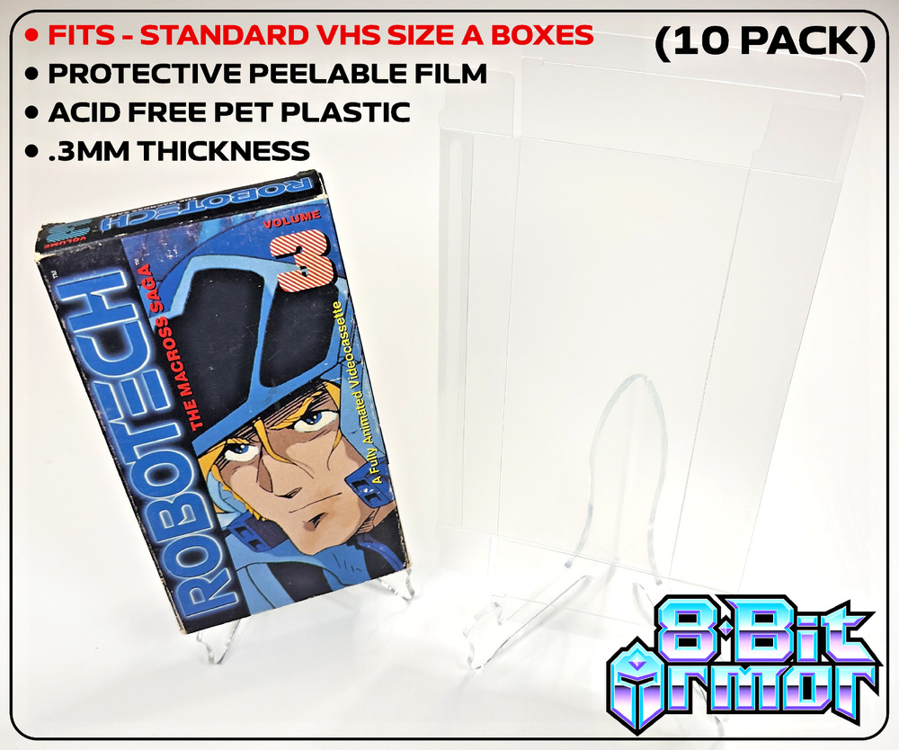 10 Standard VHS Cassette SIZE A Clear Plastic Box Sleeve Protectors Case Display